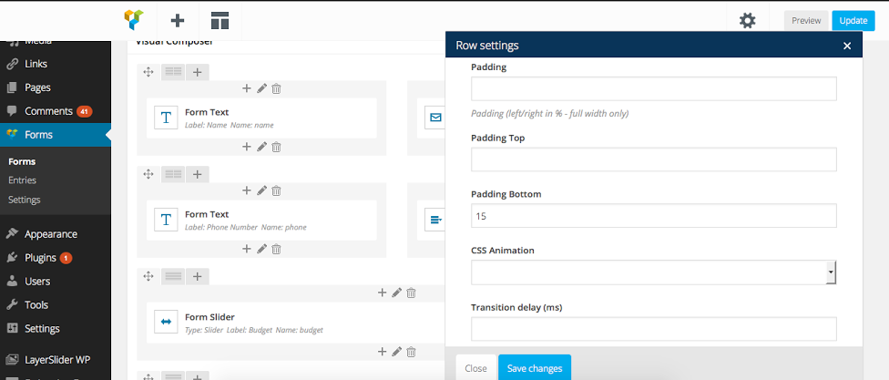 Edit form shortcodes