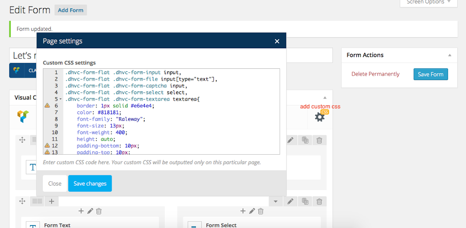 add custom css for form